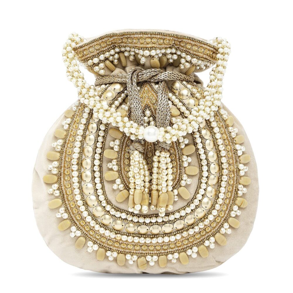 9813 Gold Potli Bags Gift Evening Bag Clutch Ethnic Bride Purse